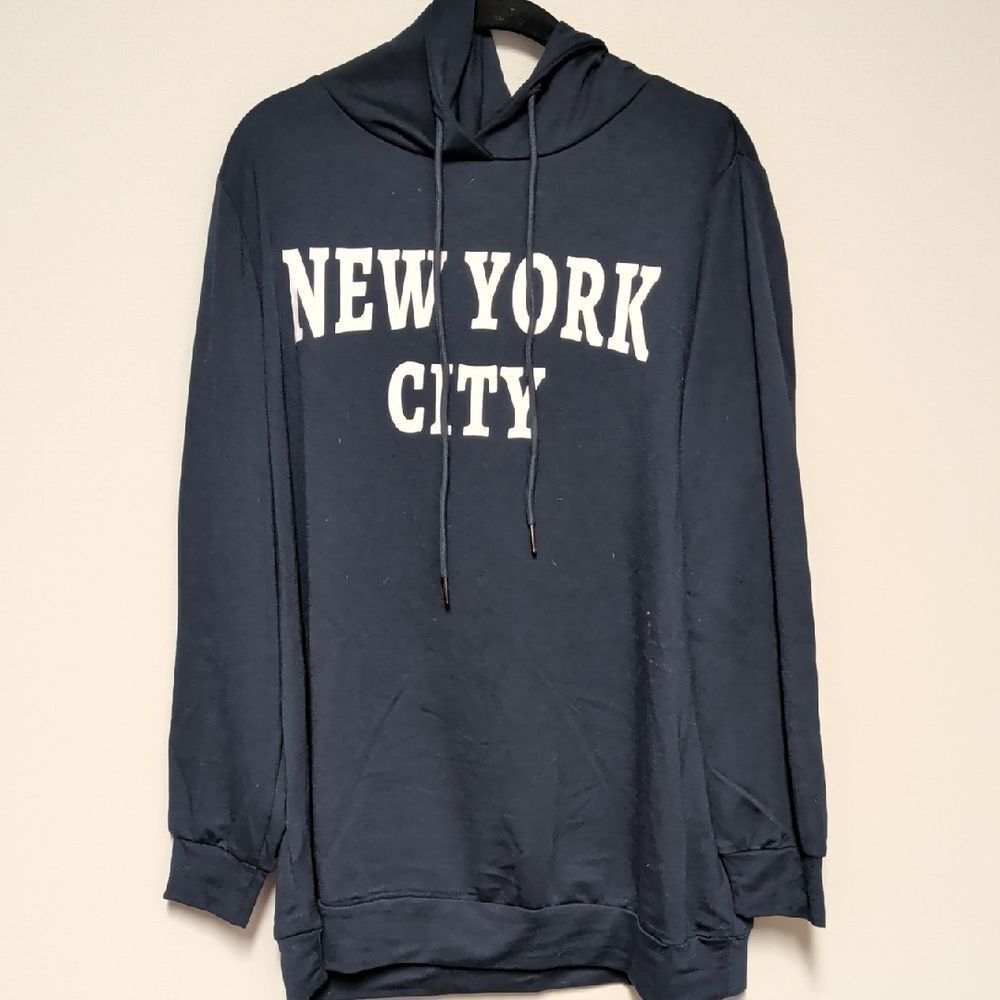 BloomChic Navy Hoodie with New York City Print